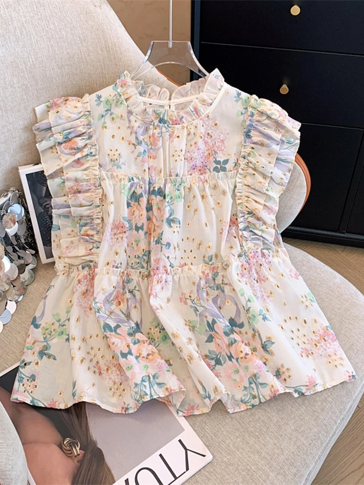 Sweet Style Floral Print Loose Women's Shirt Cap Sleeve Lace Hem Cotton Casual Chic Top Summer Fashion Female Clothing
Sweet Style Floral Print Loose Women's Shirt Cap Sleeve Lace Hem Cotton Casual Chic Top Summer Fashion Female Clothing