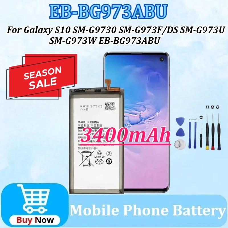 New EB-BG973ABU 3400mAh Mobile Phone Batteries for Samsung Galaxy S10 4G G973F G9730/DS G973U G973W with Tools
New EB-BG973ABU 3400mAh Mobile Phone Batteries for Samsung Galaxy S10 4G G973F G9730/DS G973U G973W with Tools