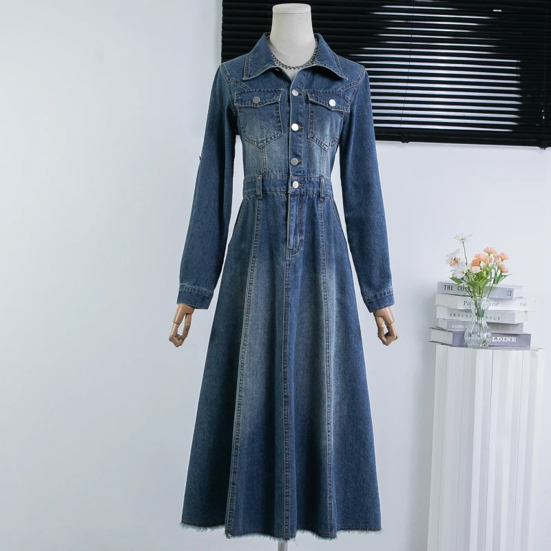 3XL Oversized Denim Shirt Dresses Long Women 2025 Autumn Winter England Style Vintage High Waist Long Sleeve Ladies Jean Dresses
3XL Oversized Denim Shirt Dresses Long Women 2025 Autumn Winter England Style Vintage High Waist Long Sleeve Ladies Jean Dresses