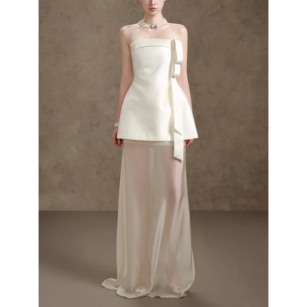 Simple Evening Dress Women White Strapless A-Line High Quality Floor Length Formal Event Female Gowns
Simple Evening Dress Women White Strapless A-Line High Quality Floor Length Formal Event Female Gowns
