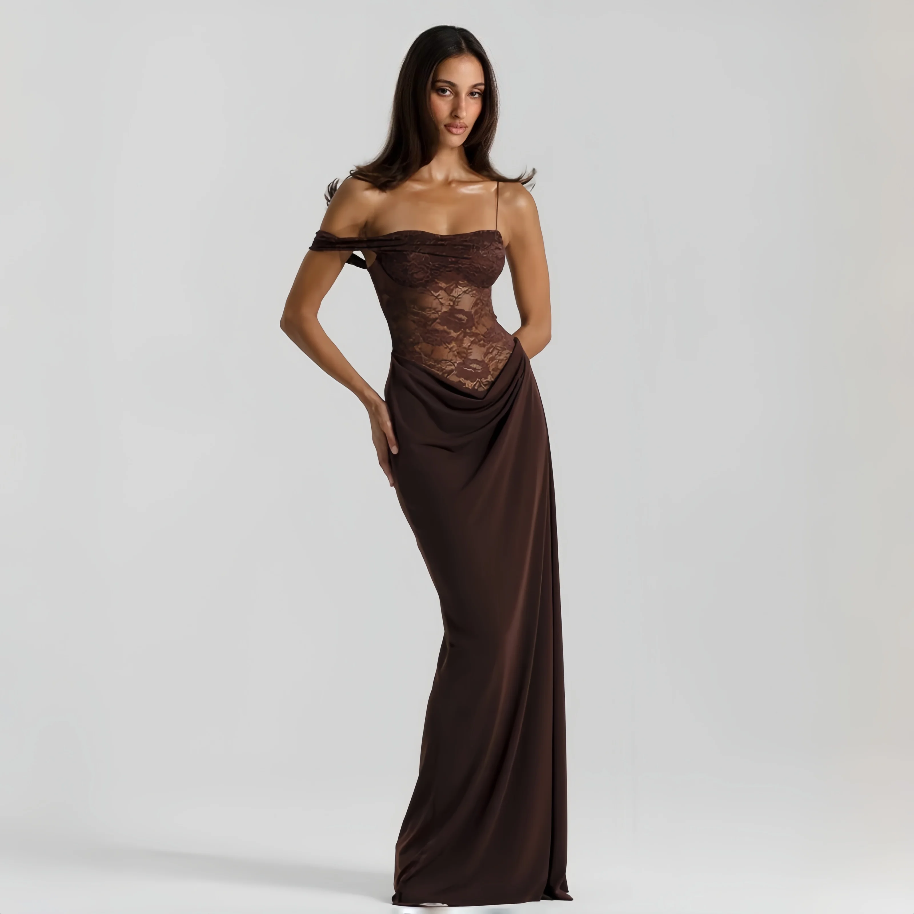 One Shoulder Lace See Through Sexy Maxi Dress Women Gown Fashion Off-shoulder Sleeveless Backless Club Long Dresses
One Shoulder Lace See Through Sexy Maxi Dress Women Gown Fashion Off-shoulder Sleeveless Backless Club Long Dresses