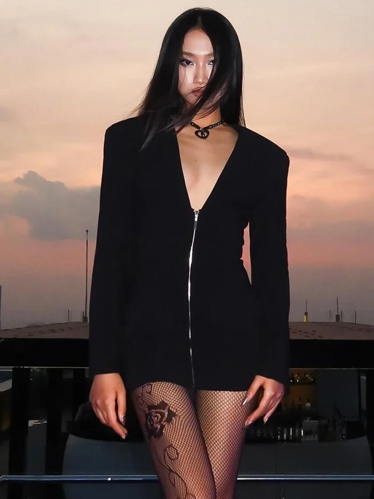 Black V-Neck Zipper Mini Dress For Women Clothing Slim High Waist Streetwear Long Sleeve Vestidos Elegantes Para Mujer Autumn
Black V-Neck Zipper Mini Dress For Women Clothing Slim High Waist Streetwear Long Sleeve Vestidos Elegantes Para Mujer Autumn