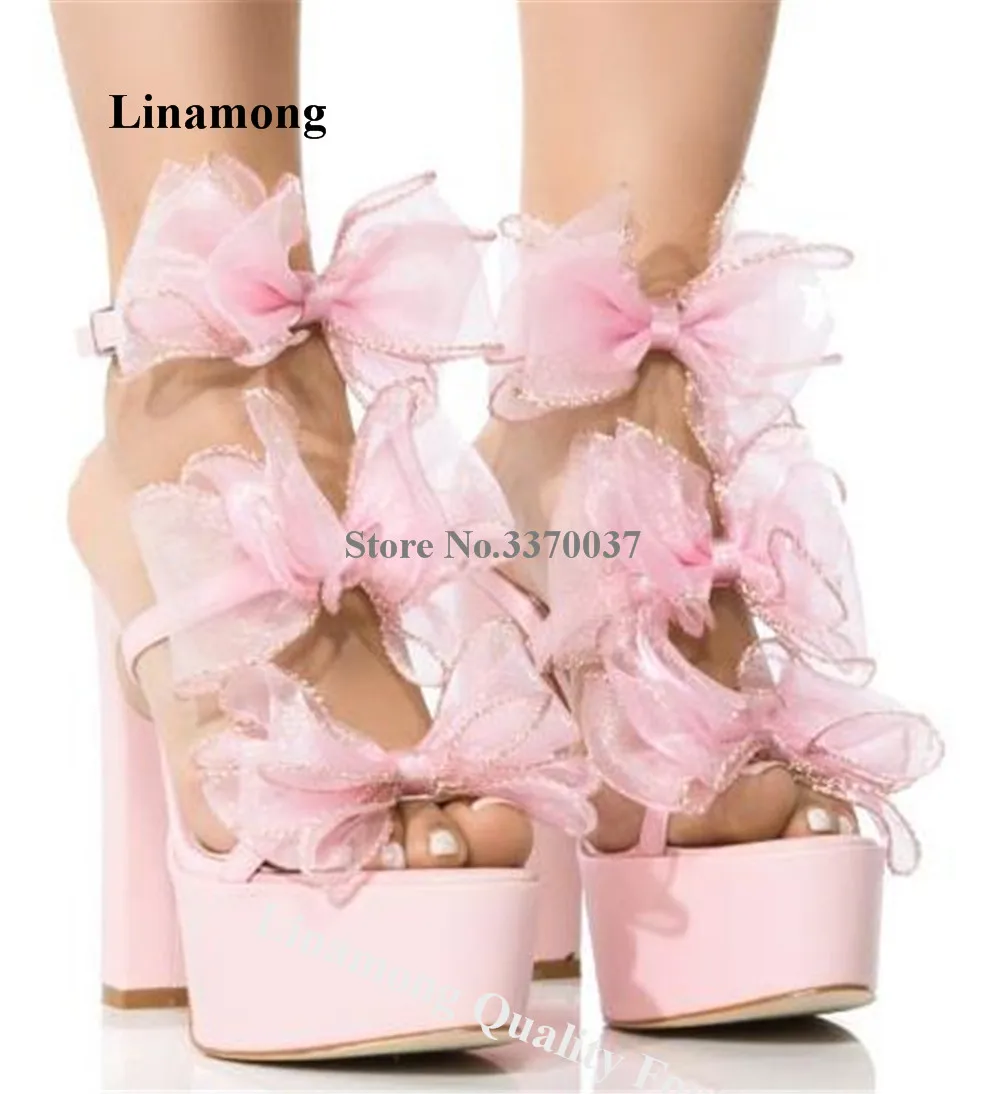 Linamong Mesh Butterfly High Platform Chunky Heel Sandals Open Toe Pink Black Bowties Thick Heel Dress Heels Wedding Pumps
Linamong Mesh Butterfly High Platform Chunky Heel Sandals Open Toe Pink Black Bowties Thick Heel Dress Heels Wedding Pumps
