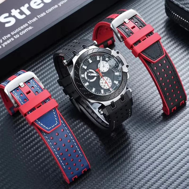 Waterproof watch strap 22MM for Tissot MotoGP racing T115.417/427 special notch leather rubber base watchband bracelet accessor
Waterproof watch strap 22MM for Tissot MotoGP racing T115.417/427 special notch leather rubber base watchband bracelet accessor