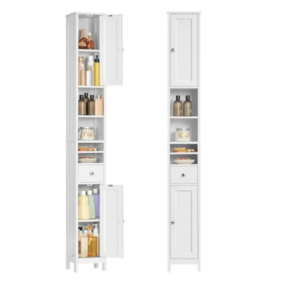 Tall Storage Cabinet, Slim Freestanding Floor Cabinet with Adjustable Shelves, Drawer, Open Compartments, for Small Spaces, Bat
Tall Storage Cabinet, Slim Freestanding Floor Cabinet with Adjustable Shelves, Drawer, Open Compartments, for Small Spaces, Bat
