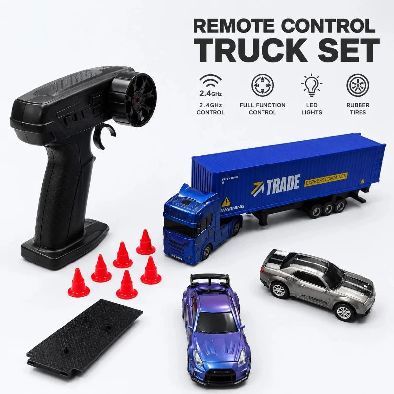 1:64 Rc Trailer Truck Combo Set Container & Flatbed Model With 2 Mini Cars Remote Control Vehicle Toy Ideal Present For All Ages
1:64 Rc Trailer Truck Combo Set Container & Flatbed Model With 2 Mini Cars Remote Control Vehicle Toy Ideal Present For All Ages