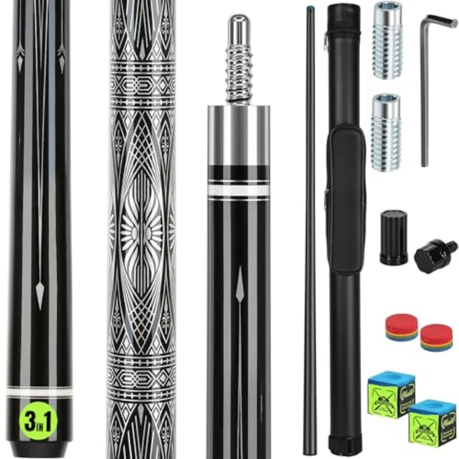 Carbon Fiber Pool Cue, 3 in 1 Adjustable Pool Cues Sticks Set Low Deflection 58 inch Billiard Cue 19 20 21oz for Billiards with
Carbon Fiber Pool Cue, 3 in 1 Adjustable Pool Cues Sticks Set Low Deflection 58 inch Billiard Cue 19 20 21oz for Billiards with