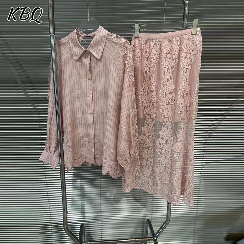 KBQ Elegant Slimming Solid Two Piece Sets For Women Lapel Long Sleeve Top High Waist Long Skirt Spring Casual Set Female Fashion 
KBQ Elegant Slimming Solid Two Piece Sets For Women Lapel Long Sleeve Top High Waist Long Skirt Spring Casual Set Female Fashion