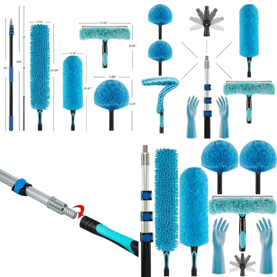 25 Feet Fan Cleaner High Ceiling 2 Cobweb Dusters with Heavy Duty Extension Pole, Window Squeegee Kit, Household Cleaning Glove
25 Feet Fan Cleaner High Ceiling 2 Cobweb Dusters with Heavy Duty Extension Pole, Window Squeegee Kit, Household Cleaning Glove