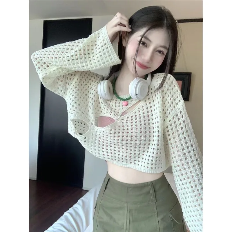 Ele Hollow out Design ort Svel Knitted Cover up Women's Faion Spring 2023 Sun Protection Top Trendy Chic
Ele Hollow out Design ort Svel Knitted Cover up Women's Faion Spring 2023 Sun Protection Top Trendy Chic