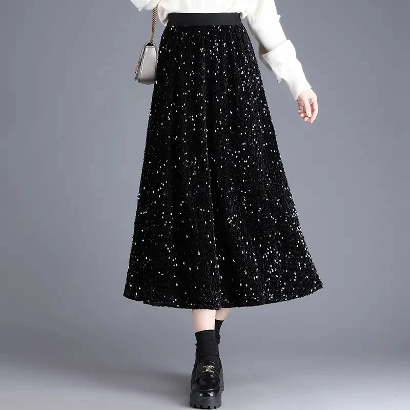 2024 New Fashion Spring Autumn Black Sequin Velvet Skirts, For Women Clothing, Winter Skirt, Elasticity High Waist A-line Skirt
2024 New Fashion Spring Autumn Black Sequin Velvet Skirts, For Women Clothing, Winter Skirt, Elasticity High Waist A-line Skirt
