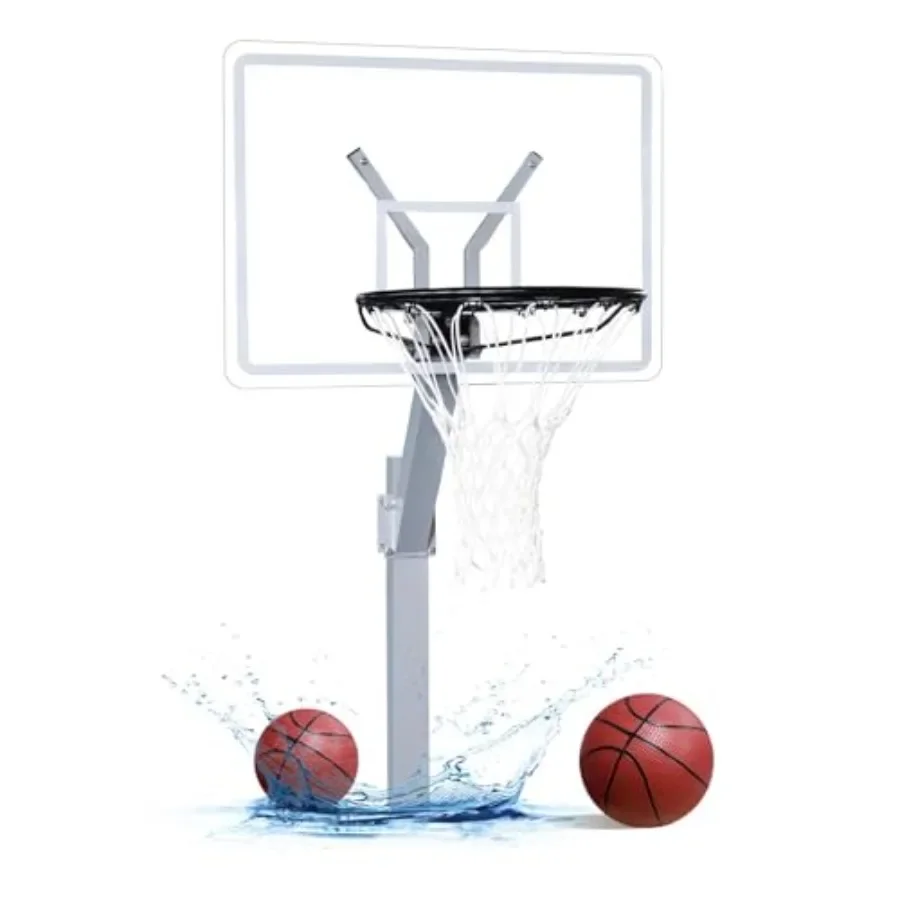 Premium Pool Basketball Hoop In-Ground Adjustable Rustproof Aluminum Alloy System with Clear Acrylic Backboard and 18" Vinyl-Co
Premium Pool Basketball Hoop In-Ground Adjustable Rustproof Aluminum Alloy System with Clear Acrylic Backboard and 18" Vinyl-Co