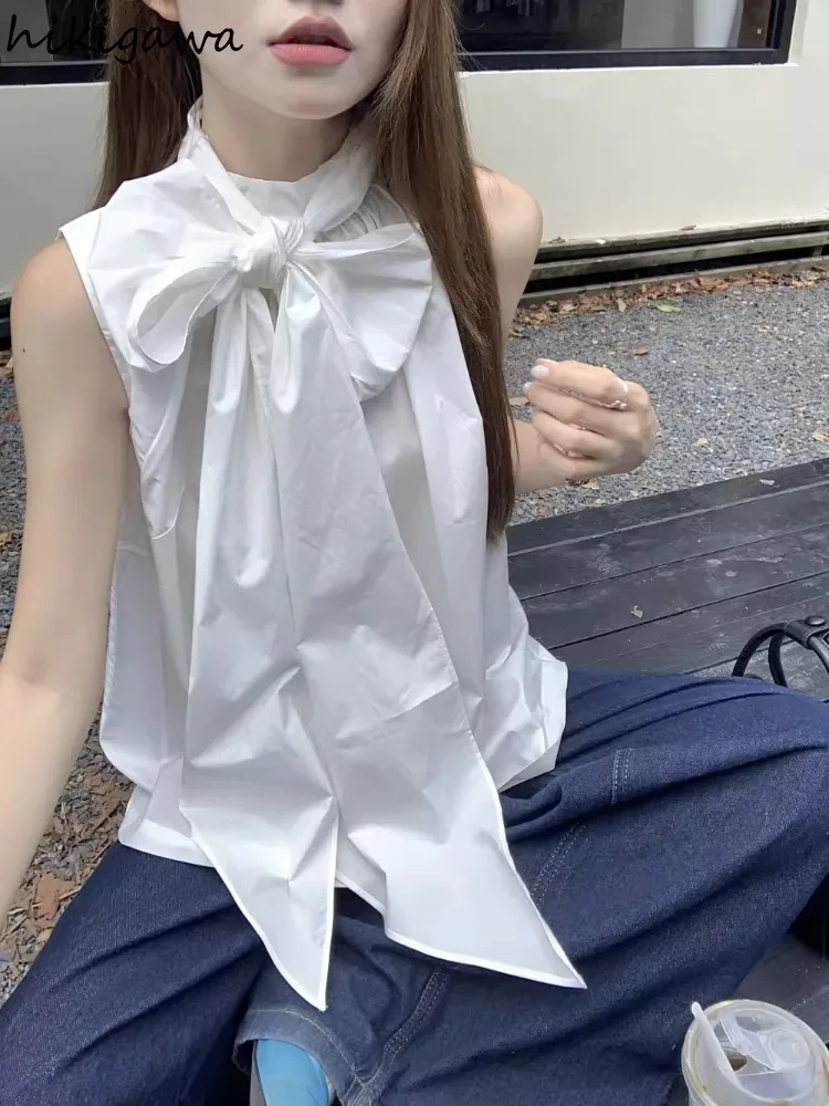 Temperament Tops White Vest Women's Clothing Bandage Bow Sleeveless Loose Tanks Fashion Summer Sweet Tanks Top 2025 Ropa Mujer
Temperament Tops White Vest Women's Clothing Bandage Bow Sleeveless Loose Tanks Fashion Summer Sweet Tanks Top 2025 Ropa Mujer