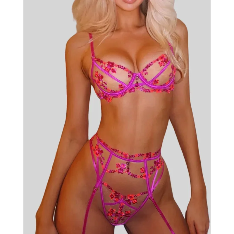 Willowy Sexy Female Lingerie Elegant Floral Bra Belt Thong 3PC Honey Exclusive Embroidered Mesh Women's Underwear
Willowy Sexy Female Lingerie Elegant Floral Bra Belt Thong 3PC Honey Exclusive Embroidered Mesh Women's Underwear