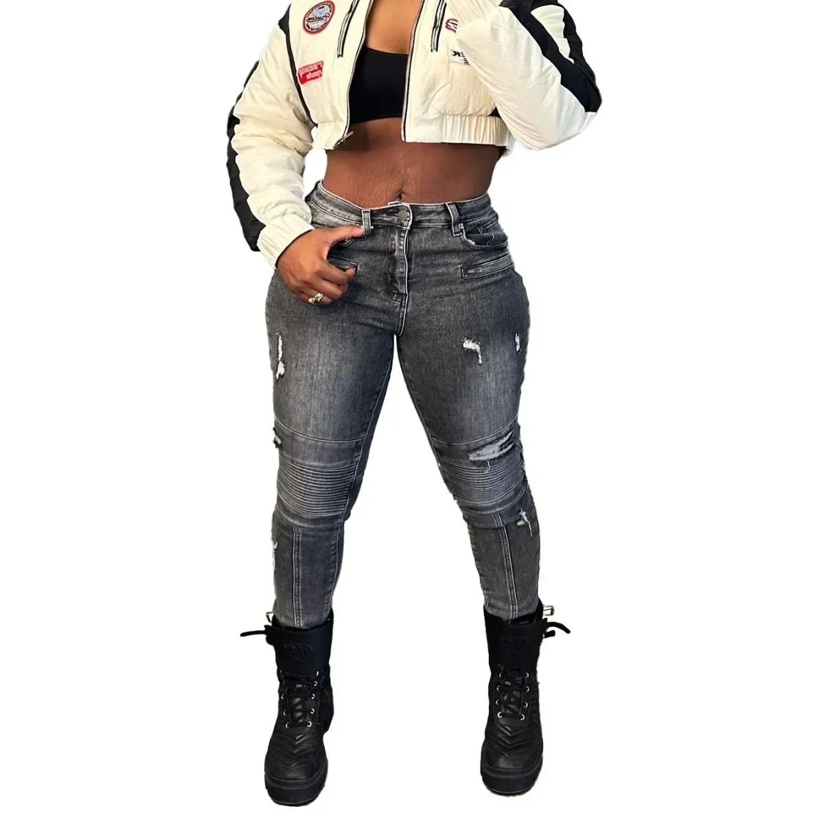 Джинсы с дырками, женские джинсовые брюки-карандаш, эластичные потертые винтажные брюки с карманами, прямые брюки до щиколотки, 2025 г., повседневные 
Джинсы с дырками, женские джинсовые брюки-карандаш, эластичные потертые винтажные брюки с карманами, прямые брюки до щиколотки, 2025 г., повседневные