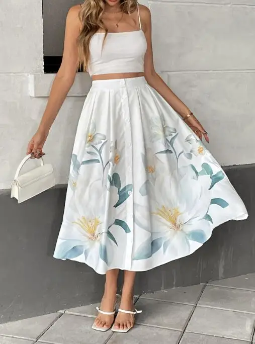 Women's Skirt Summer 2025 Fashion New Leisure Vacation Sweet and Fresh Wind Button Decoration Flower Printed Half Skirt
Women's Skirt Summer 2025 Fashion New Leisure Vacation Sweet and Fresh Wind Button Decoration Flower Printed Half Skirt