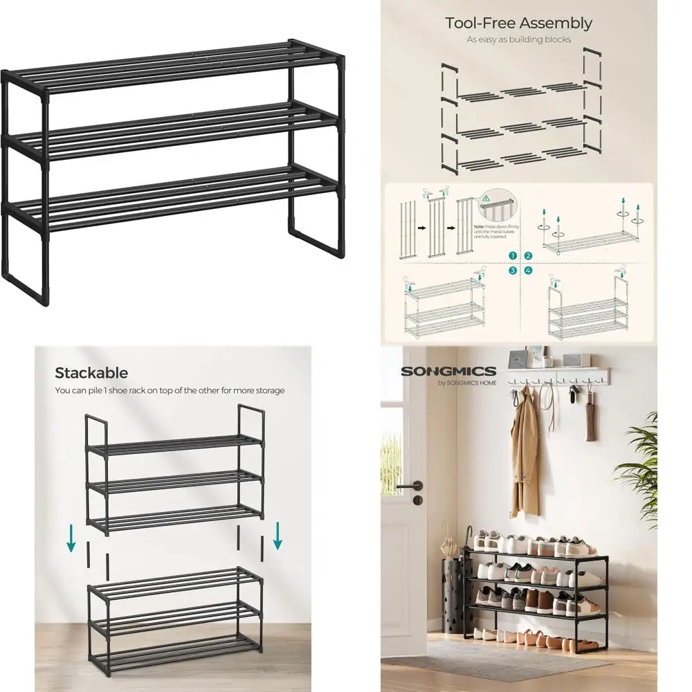 3-х уровневый металлический органайзер для обуви, штабелируемый, вмещает 16–20 пар, черный, 11,8x36,2x21,7 для прихожей
3-х уровневый металлический органайзер для обуви, штабелируемый, вмещает 16–20 пар, черный, 11,8x36,2x21,7 для прихожей