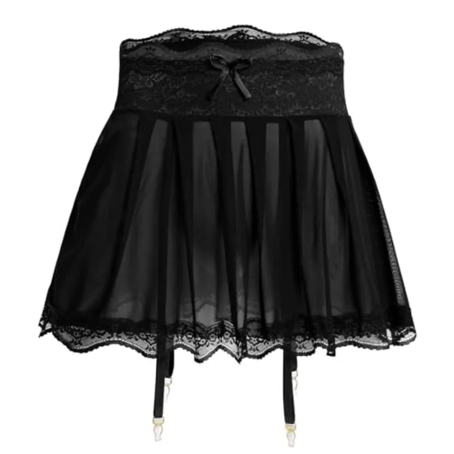 Men's Sissy Lingerie Mini Skirt with 4 Garter Straps, Adjustable Waistband, Sheer Lace Tulle Crossdressing Underwear
Men's Sissy Lingerie Mini Skirt with 4 Garter Straps, Adjustable Waistband, Sheer Lace Tulle Crossdressing Underwear