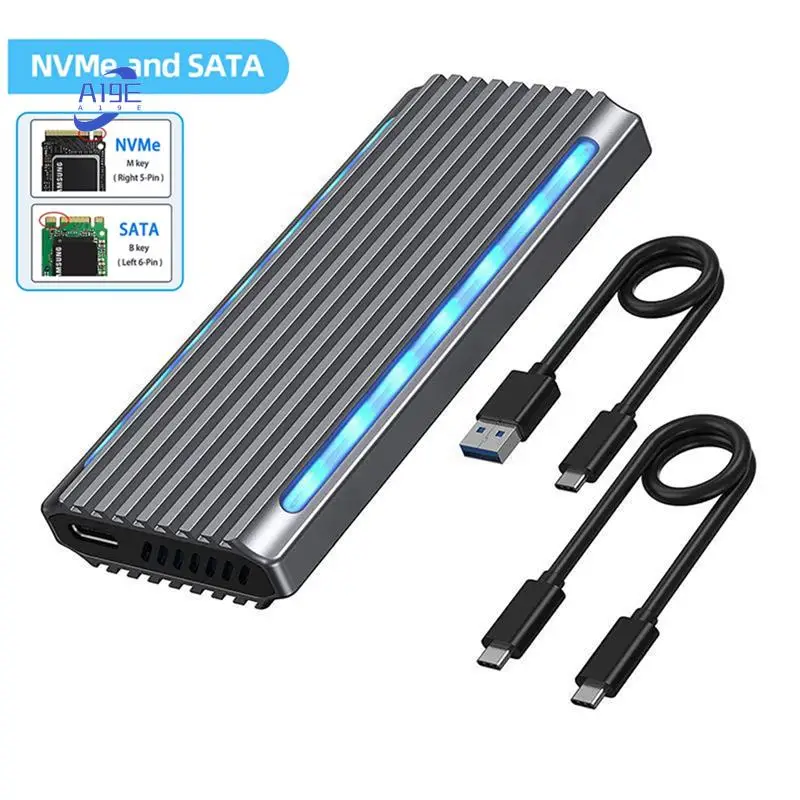 A19E-M.2 Nvme NGFF SSD Enclosure USB 3.1 Type-C 10Gbps SATA HDD Box 2230/2242/2260RGB LED Dual Protocol M2 SSD Enclosure Box
A19E-M.2 Nvme NGFF SSD Enclosure USB 3.1 Type-C 10Gbps SATA HDD Box 2230/2242/2260RGB LED Dual Protocol M2 SSD Enclosure Box