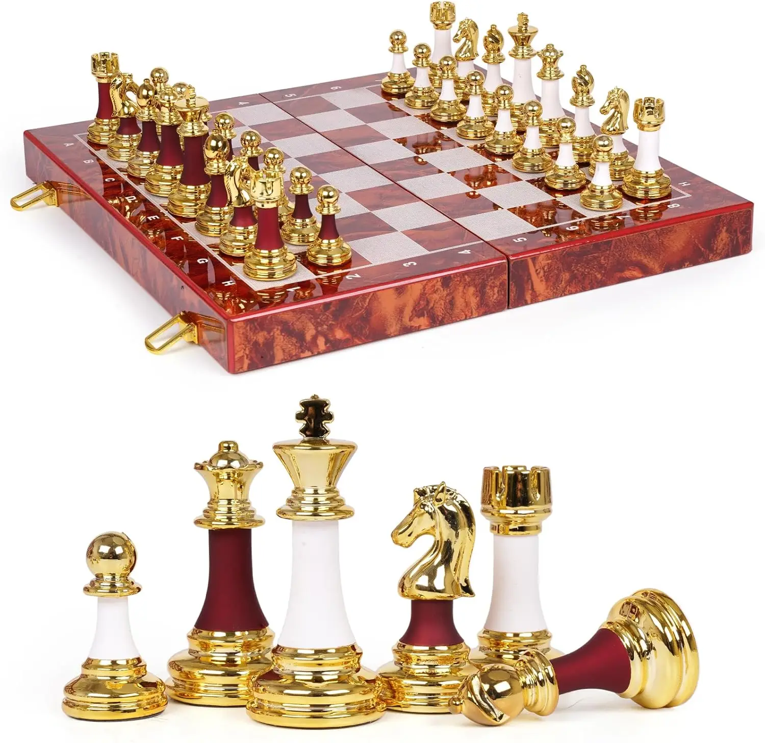 15 Inch Chess Set with Weighted Acrylic Pieces - Tournament 3.5" King, Folding Board for Adults & Kids
15 Inch Chess Set with Weighted Acrylic Pieces - Tournament 3.5" King, Folding Board for Adults & Kids