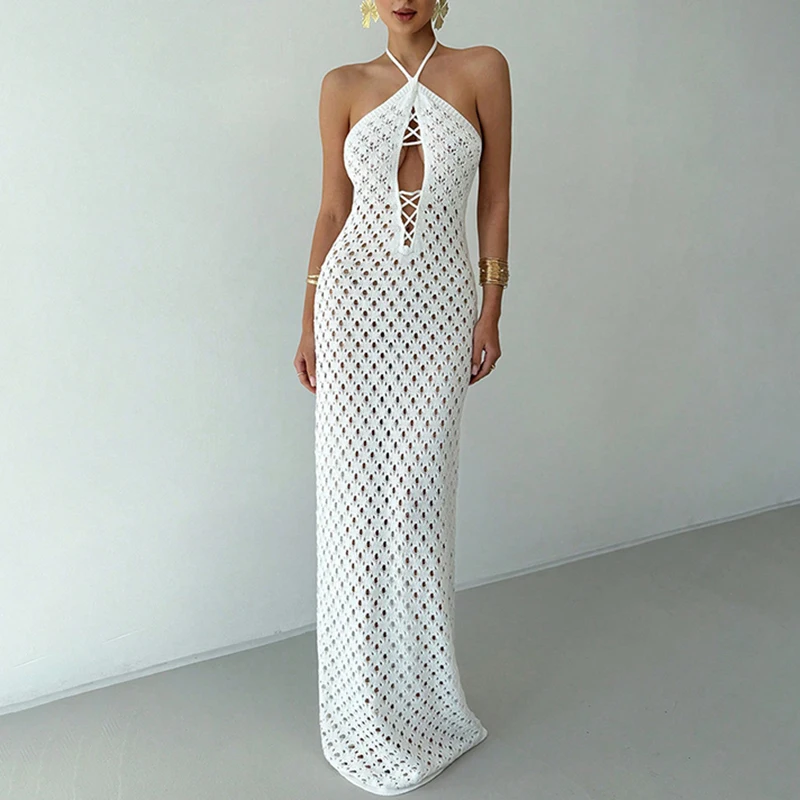 Sexy Hollow Out Knitted Bandage Cover-up Dress Fashion Off Shoulder Sleeveless Bodycon Dress Summer New Suspender Beach Dresses
Sexy Hollow Out Knitted Bandage Cover-up Dress Fashion Off Shoulder Sleeveless Bodycon Dress Summer New Suspender Beach Dresses