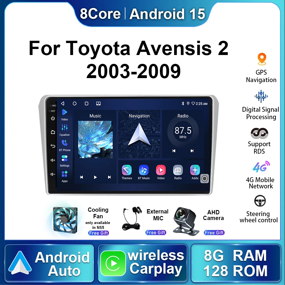 Android 15 Car Radio For Toyota Avensis 2 II 2003-2008 2009 Auto Wireless Carplay Multimedia Video Stereo Player Navigation GPS
Android 15 Car Radio For Toyota Avensis 2 II 2003-2008 2009 Auto Wireless Carplay Multimedia Video Stereo Player Navigation GPS