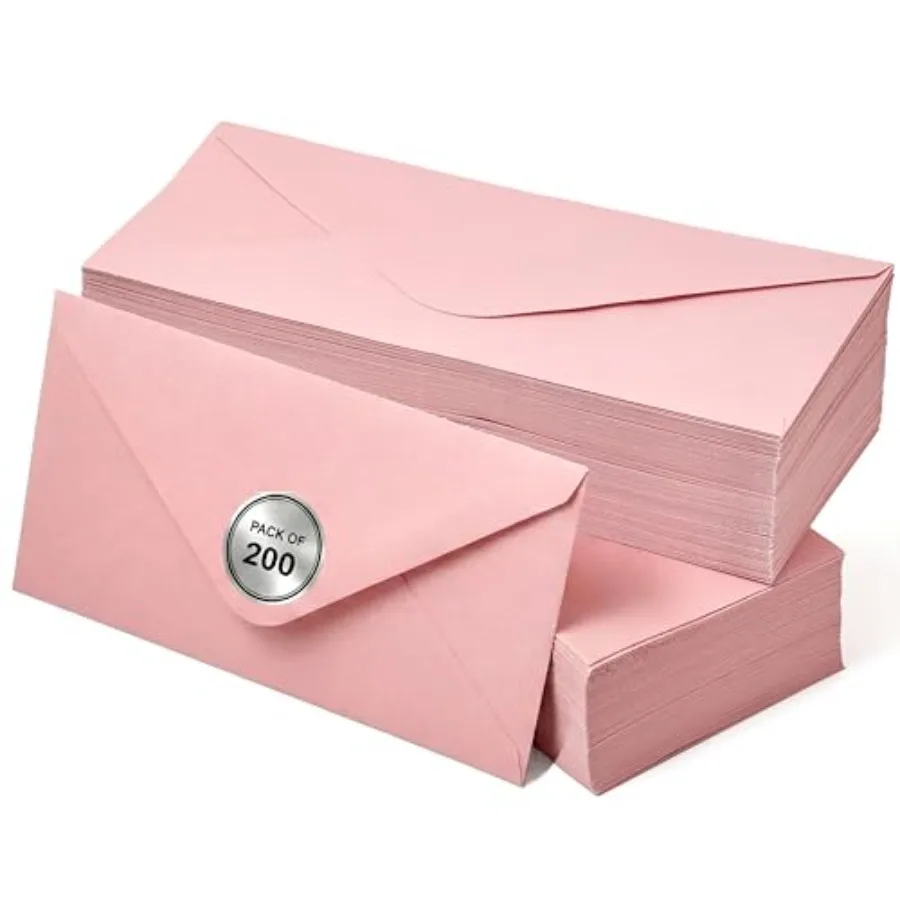 200 Pack Bulk Pink Invitation Envelopes - 9.4x4.1 Inches Printable Colored Business Envelope with Secure Gummed Seal - Colorful
200 Pack Bulk Pink Invitation Envelopes - 9.4x4.1 Inches Printable Colored Business Envelope with Secure Gummed Seal - Colorful