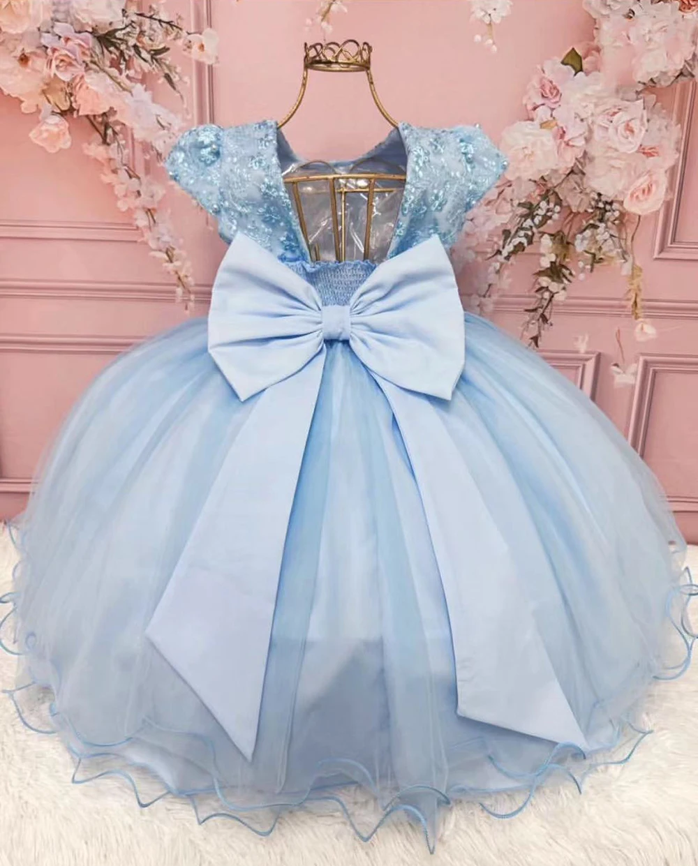 Customized Flower Girl Dress For Wedding Applique Puffy With Bow Ball Gowns For Baby Girl Birthday Party First Communion Dress
Customized Flower Girl Dress For Wedding Applique Puffy With Bow Ball Gowns For Baby Girl Birthday Party First Communion Dress
