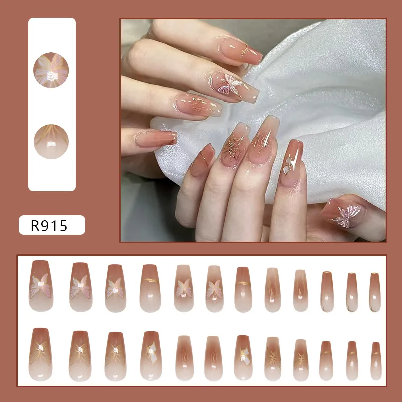 24pcs Long Coffin Press-On Nails - Blush Brown With Gold Foil Accents & Subtle Glitter Timeless Elegance (Multi-Size Fit)
24pcs Long Coffin Press-On Nails - Blush Brown With Gold Foil Accents & Subtle Glitter Timeless Elegance (Multi-Size Fit)