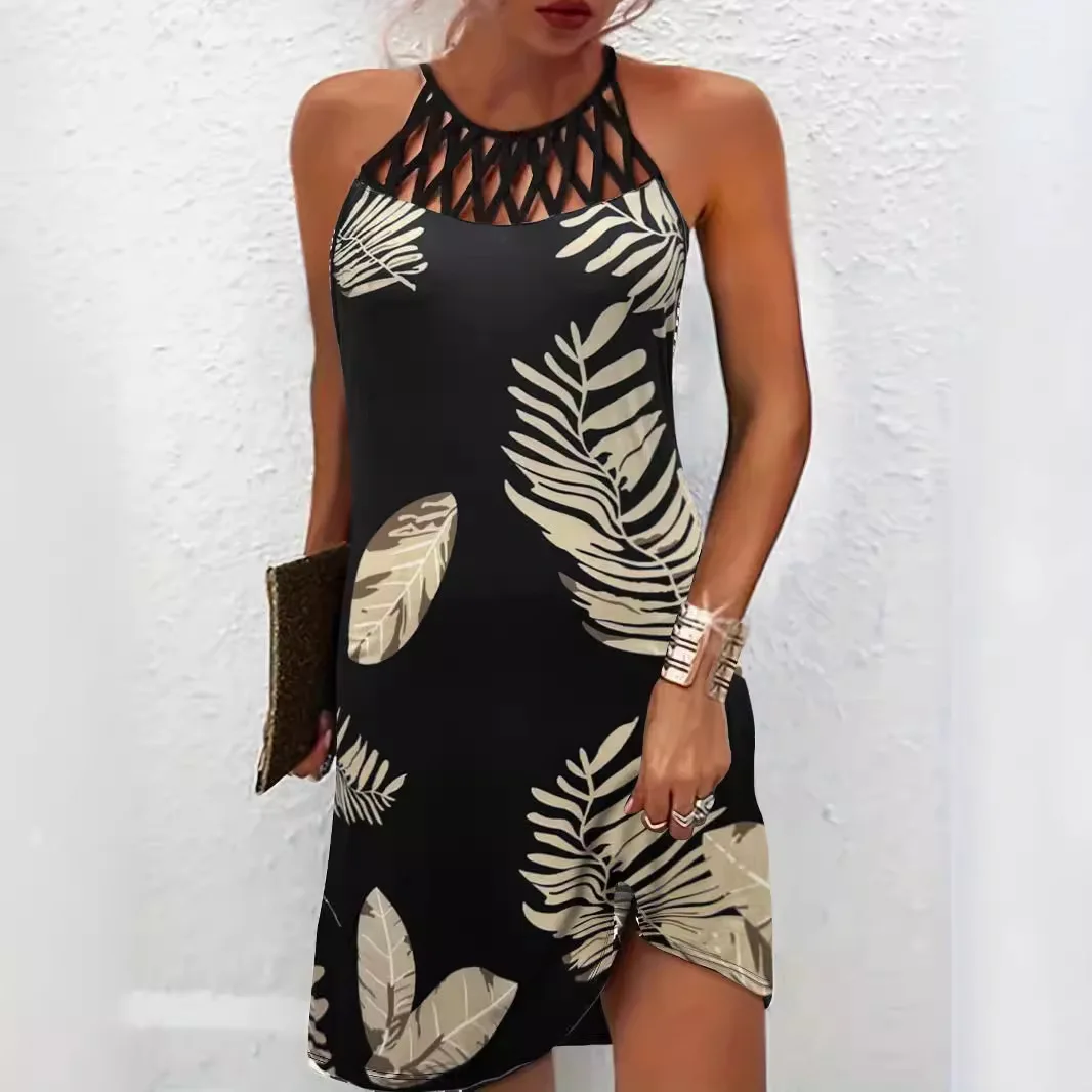 Women's clothing long dress round neck sexy hollow round neck slim fit sleeveless hanging neck print dress fashionable
Women's clothing long dress round neck sexy hollow round neck slim fit sleeveless hanging neck print dress fashionable