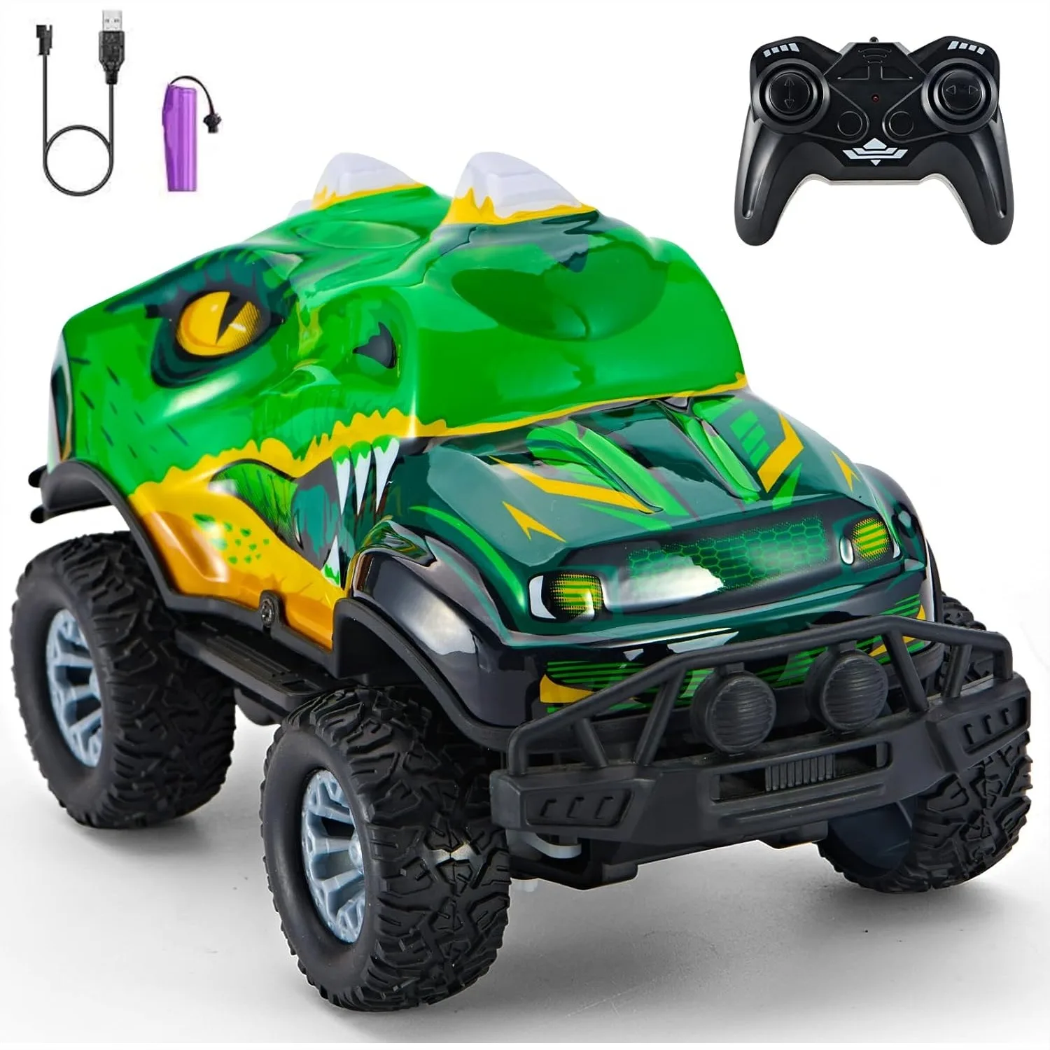 Dinosaur-Shaped Off-Road Vehicle Remote Control Truck, 2.4GHz RC Car with LED Lights, 1:20 Scale, Gift for Boys
Dinosaur-Shaped Off-Road Vehicle Remote Control Truck, 2.4GHz RC Car with LED Lights, 1:20 Scale, Gift for Boys