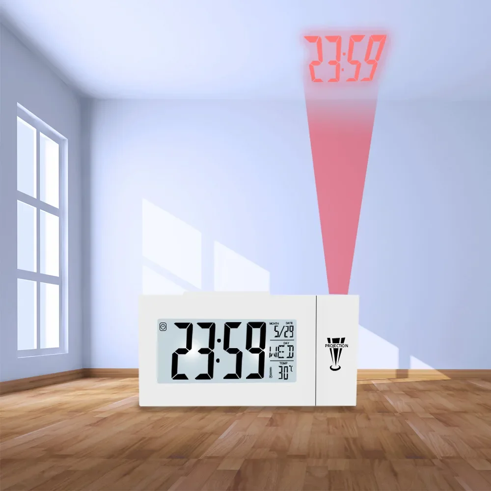 Digital Alarm Clock LED Projector Temperature Thermometer Desk Time Date Display Projection Calendar USB Charger Table Clock
Digital Alarm Clock LED Projector Temperature Thermometer Desk Time Date Display Projection Calendar USB Charger Table Clock