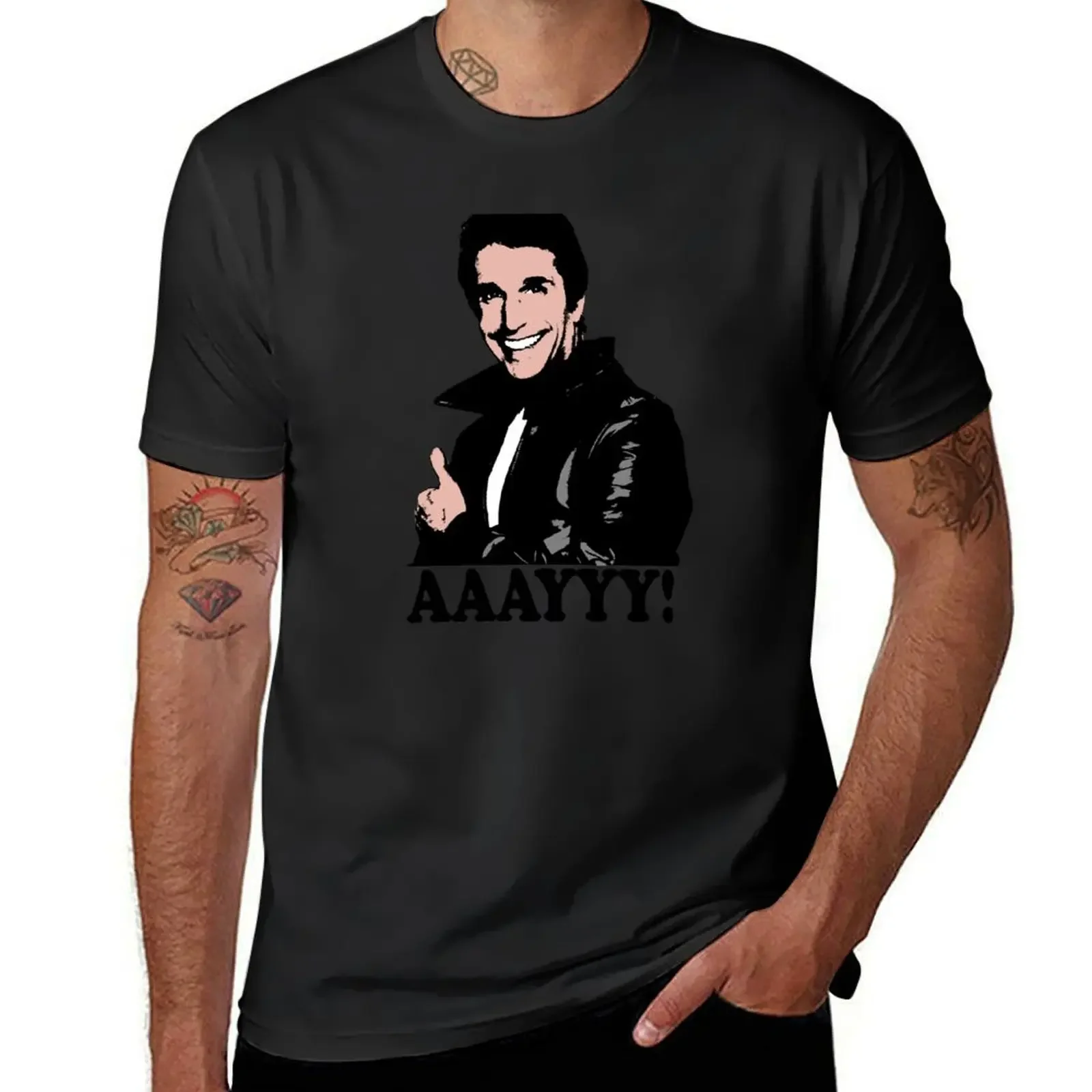 The Fonz Happy Days Aaayyy! T-Shirt plus size tops summer shirt blacks tshirts for men 
The Fonz Happy Days Aaayyy! T-Shirt plus size tops summer shirt blacks tshirts for men