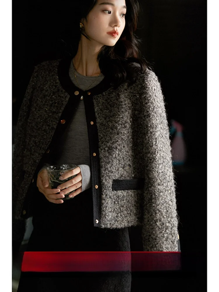 Xhange Snowflake ey Wool Alpaca Vintage Tweed round Ne Small Fraance Jaet Ladies Commute Sle Loose Fit Long Sve
Xhange Snowflake ey Wool Alpaca Vintage Tweed round Ne Small Fraance Jaet Ladies Commute Sle Loose Fit Long Sve