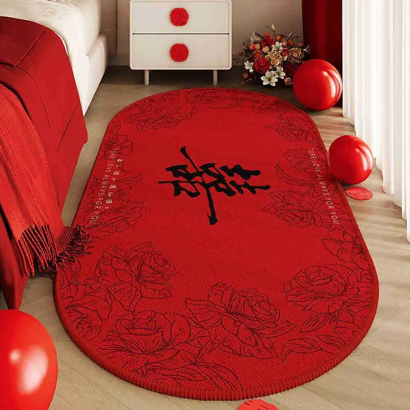 Easy to Maintain Crystal Velvet Carpet Wedding Celebration Red Bedroom Bedside Cooling Carpet Home Use Oval Shaped Customizable
Easy to Maintain Crystal Velvet Carpet Wedding Celebration Red Bedroom Bedside Cooling Carpet Home Use Oval Shaped Customizable