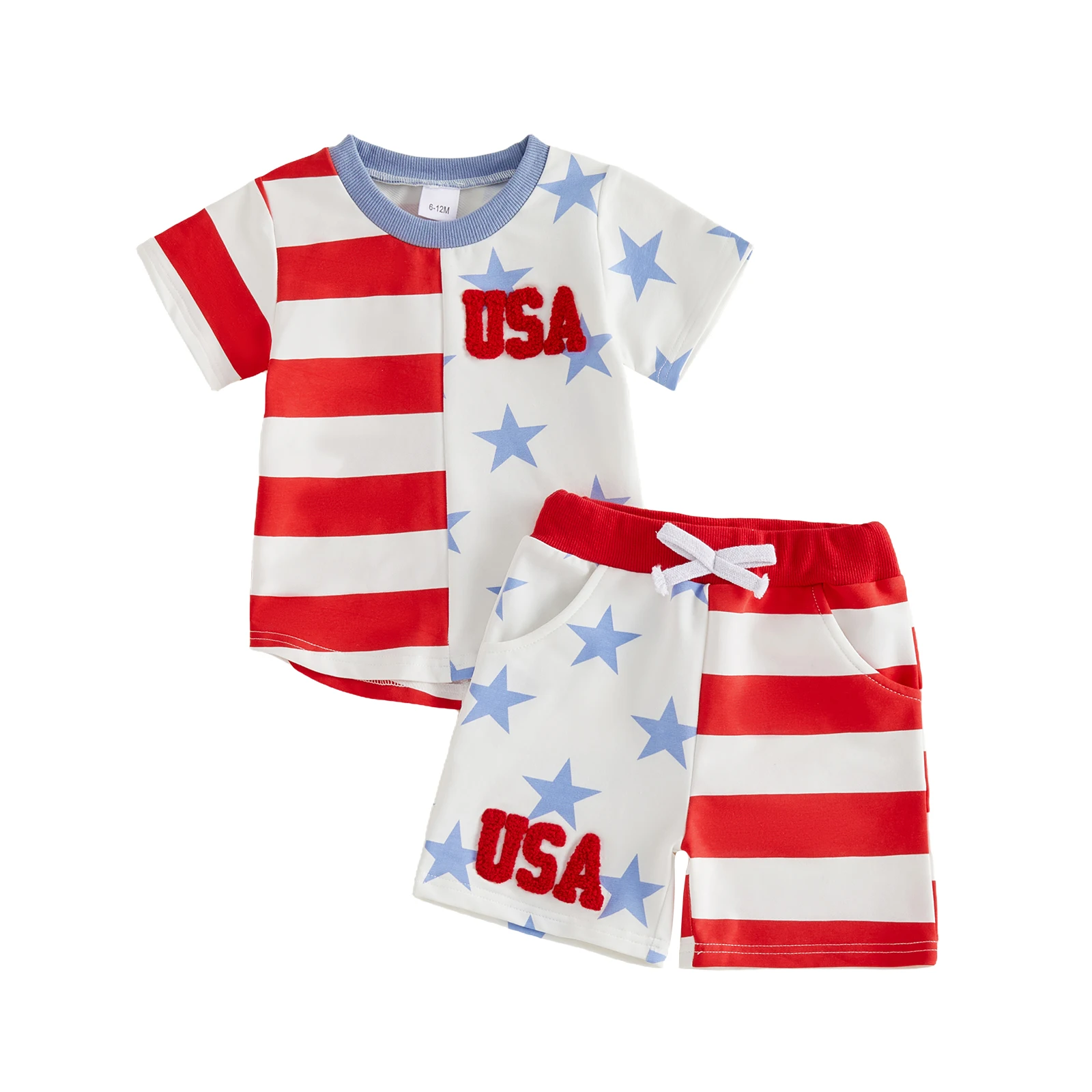 Toddler Boys 4th of July Outfits Letter Embroidery Star Stripe Print Short Sleeve T-Shirts Elastic Waist Shorts 2Pcs Clothes Set
Toddler Boys 4th of July Outfits Letter Embroidery Star Stripe Print Short Sleeve T-Shirts Elastic Waist Shorts 2Pcs Clothes Set