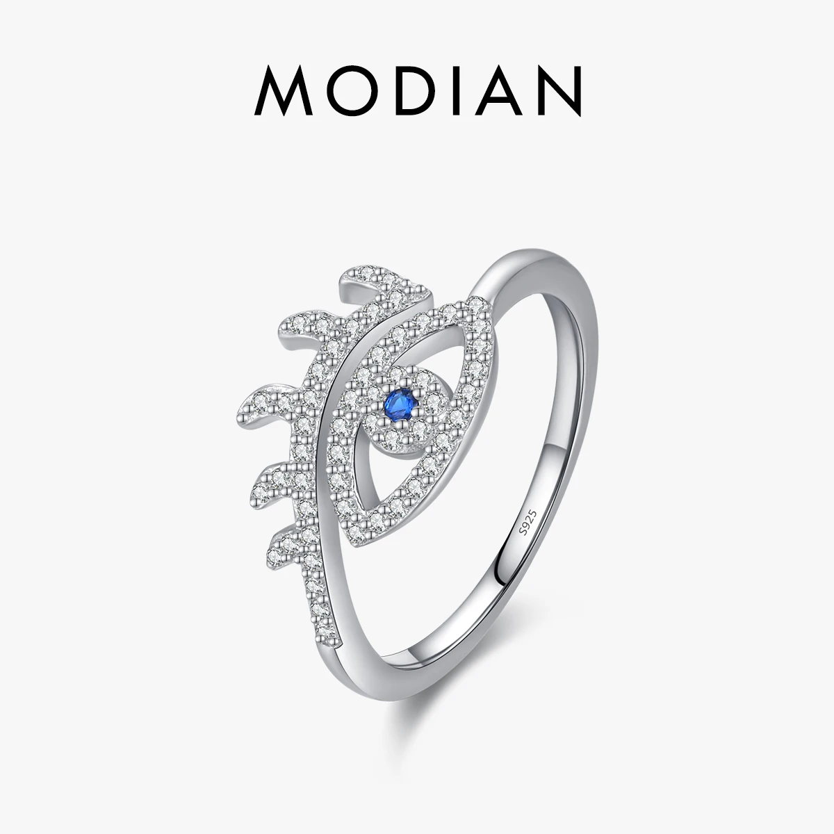 MODIAN 925 Sterling Silver Blue Eyes Ring Sexy Eyelash Adjustable Finger Ring Pave Setting CZ For Women Birthday Christmas Gift
MODIAN 925 Sterling Silver Blue Eyes Ring Sexy Eyelash Adjustable Finger Ring Pave Setting CZ For Women Birthday Christmas Gift