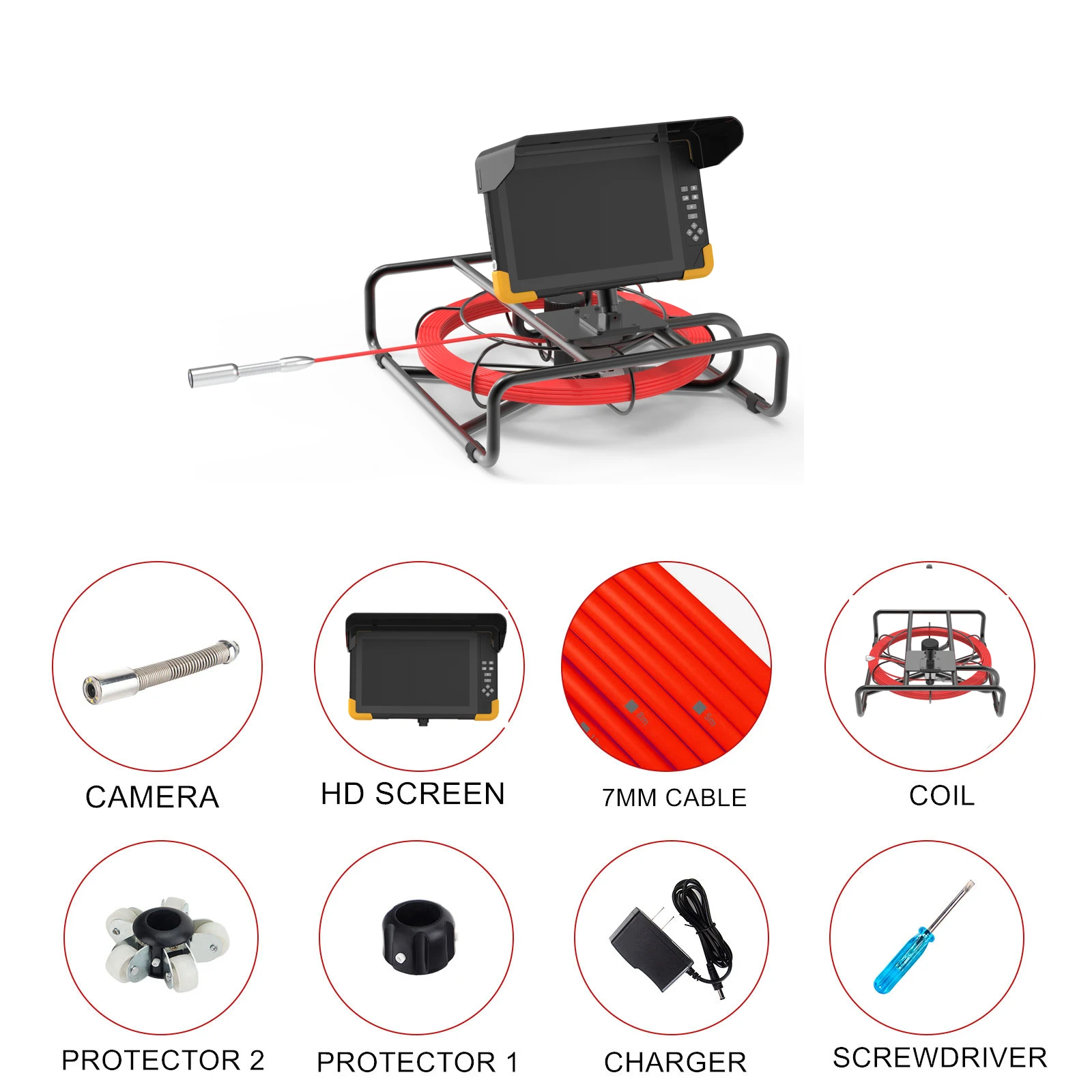 10" Monitor 2MP 23MM HDR Drain Camera 512hz Self-leveling Sewer Borewell Pipe Manhole Inspection Camera 30m Push Rod Cable
10" Monitor 2MP 23MM HDR Drain Camera 512hz Self-leveling Sewer Borewell Pipe Manhole Inspection Camera 30m Push Rod Cable