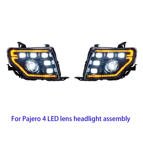 Conjunto de lâmpadas LED para Mitsubishi Pajero, V97, V93, lâmpadas de faróis, flâmula de lente dupla, 4 faróis, 2007-2021