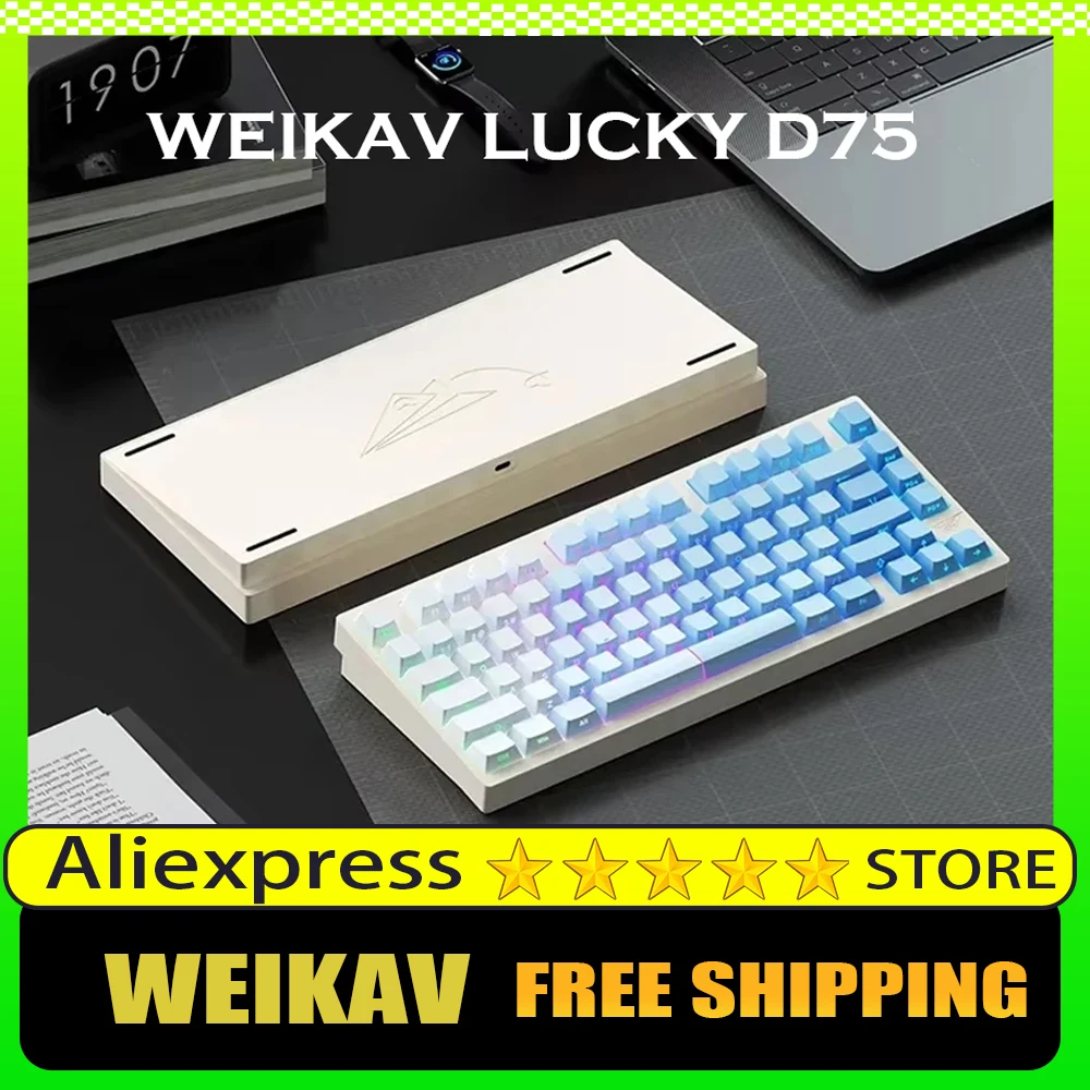 Weikav Lucky D75 Three Mode Hot-Swap RGB Light Aluminum Alloy Mechanical Keyboard Gaming Keyboard PC Gamer Esports Customization
Weikav Lucky D75 Three Mode Hot-Swap RGB Light Aluminum Alloy Mechanical Keyboard Gaming Keyboard PC Gamer Esports Customization