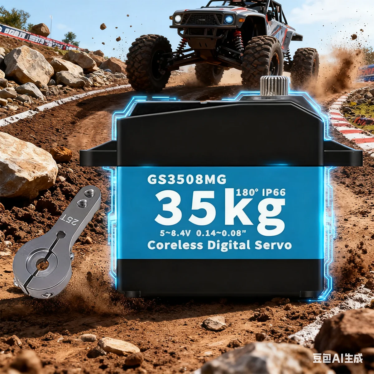 GOTECK-25kg 35kgHigh Torque Digital Servo, Waterproof, Coreless Motor, Full Metal Gear, Steering Servo with 25T Servo Horn, 8.4V
GOTECK-25kg 35kgHigh Torque Digital Servo, Waterproof, Coreless Motor, Full Metal Gear, Steering Servo with 25T Servo Horn, 8.4V