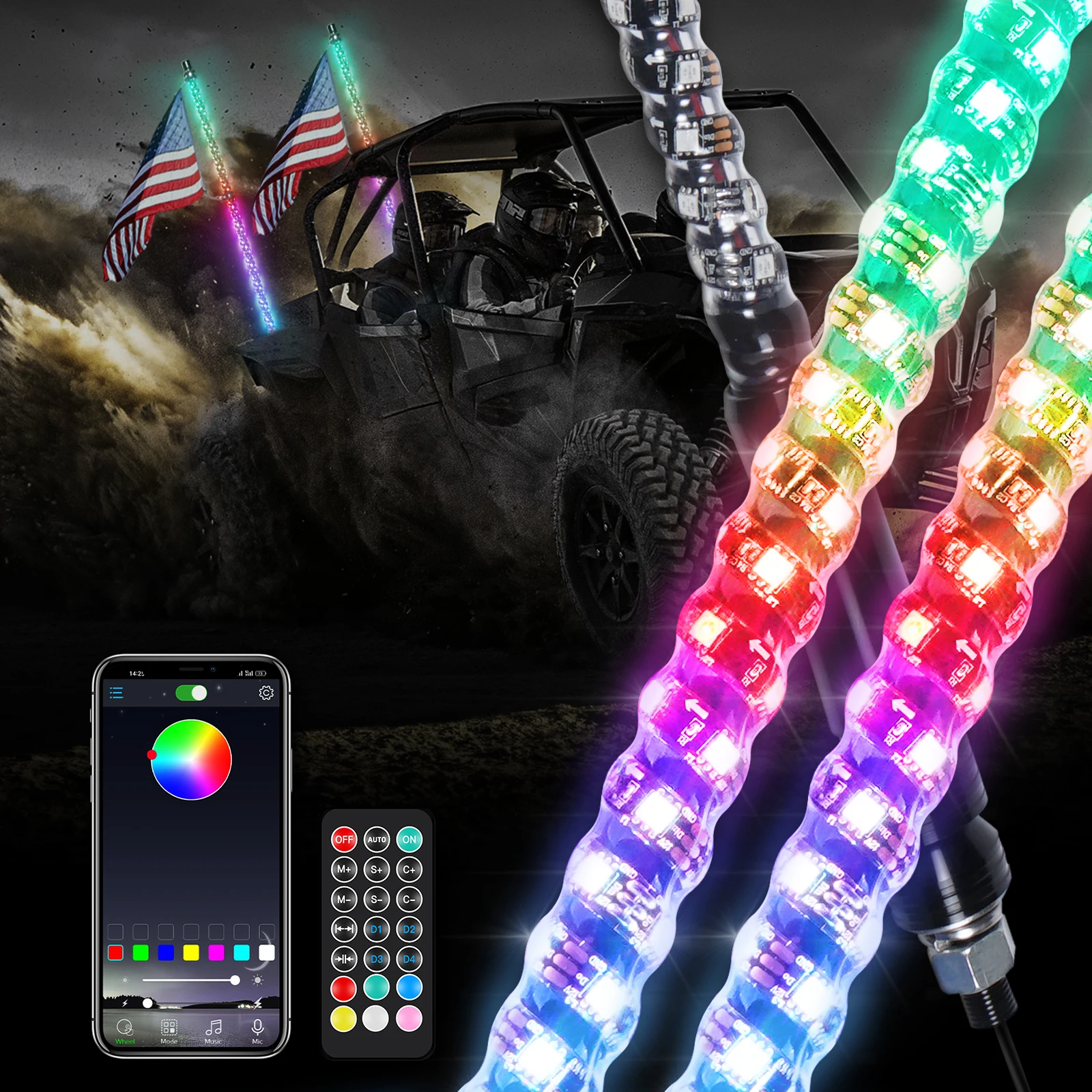 BEVINSEE 2PCS 3/4/5/6FT Spiral LED Whip Lights Lengths Adjustable Dual Control Whip Lamps for Can-Am Maverick X3 for Polaris RZR
BEVINSEE 2PCS 3/4/5/6FT Spiral LED Whip Lights Lengths Adjustable Dual Control Whip Lamps for Can-Am Maverick X3 for Polaris RZR
