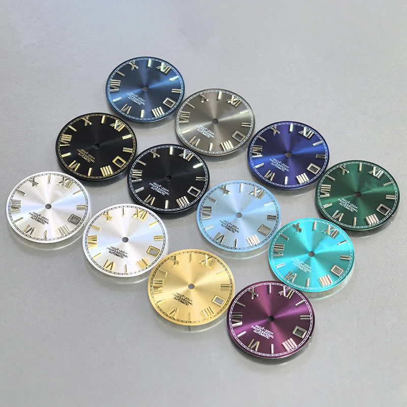 S Dial NH35 dial 28.5mm Roman numerals calendar sunray Watch modification accessories fit for NH35/36 movement
S Dial NH35 dial 28.5mm Roman numerals calendar sunray Watch modification accessories fit for NH35/36 movement