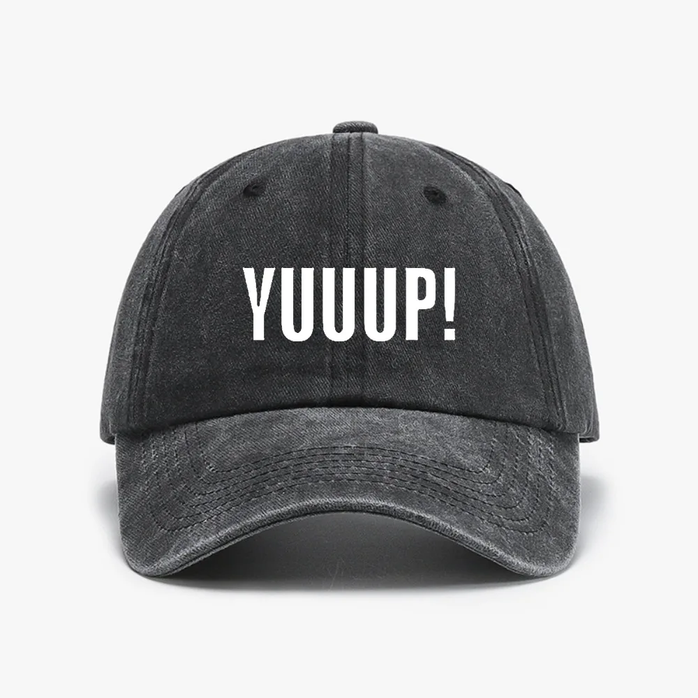 Fashion Funny Adult YUUUP! Print Baseball cap Outdoor Washed soft top Distressed Denim dad hat Summer Style snapback hat
Fashion Funny Adult YUUUP! Print Baseball cap Outdoor Washed soft top Distressed Denim dad hat Summer Style snapback hat