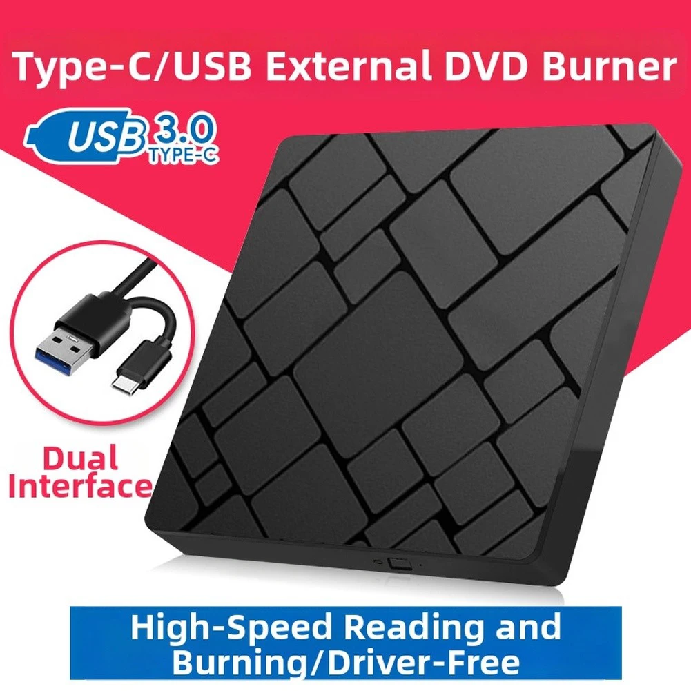 Portable USB-C & USB 3.0 External DVD Burner High-Speed Play Portable External DVD Burner Driver For Laptop PC Player Accessory
Portable USB-C & USB 3.0 External DVD Burner High-Speed Play Portable External DVD Burner Driver For Laptop PC Player Accessory