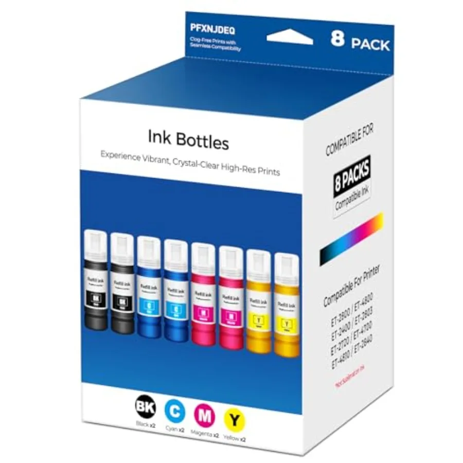 Compatible for E-pson EPT522 Ink Refill Bottle 8-Pack ET-2800 ET-4800 ET-2400 Ink Refill Bottles for Eco Tank ET-2800 ET-4800 E
Compatible for E-pson EPT522 Ink Refill Bottle 8-Pack ET-2800 ET-4800 ET-2400 Ink Refill Bottles for Eco Tank ET-2800 ET-4800 E