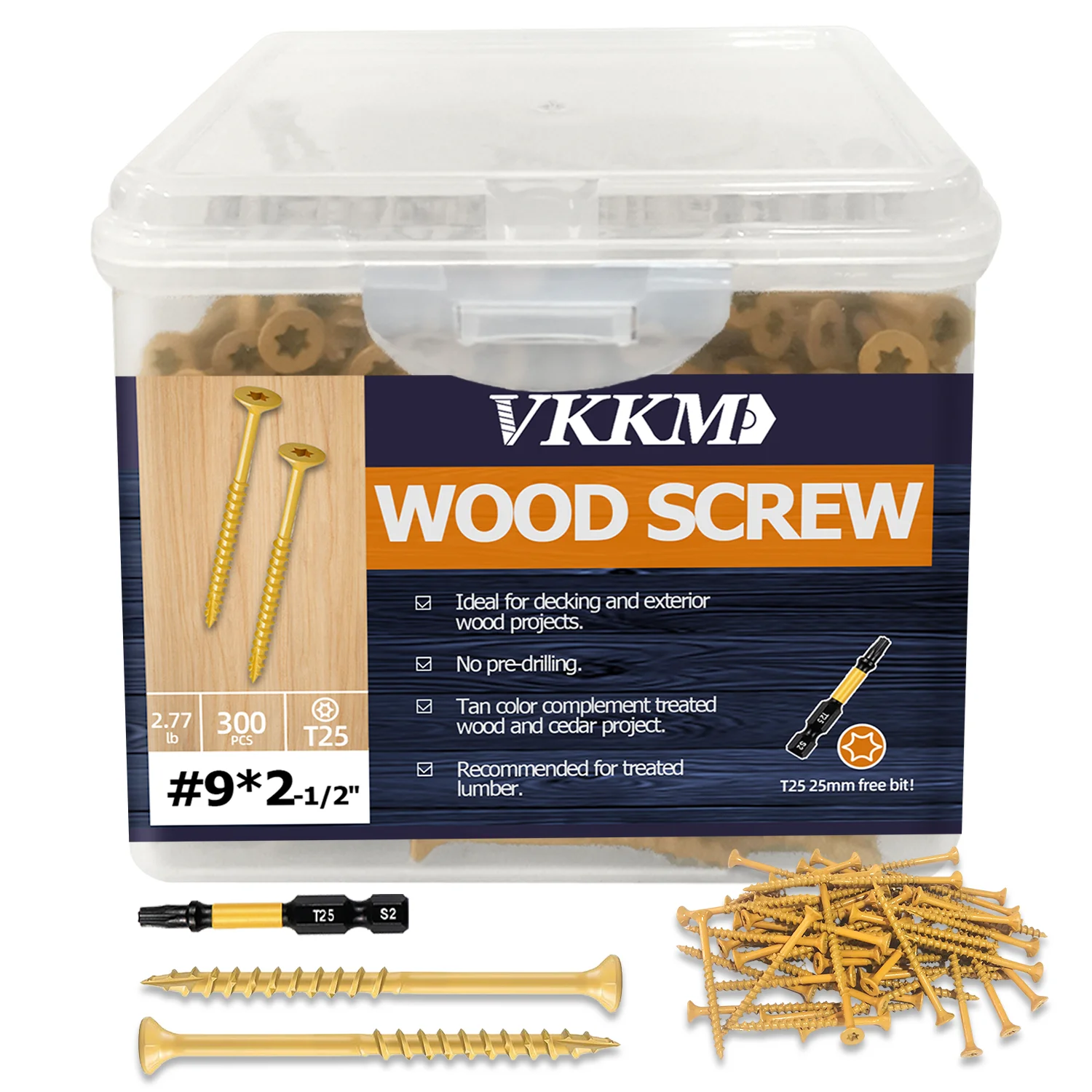 VKKM Tan Exterior Deck Screws, #10 x 3", #9 x 3", #9 x 2-1/2" Multi-Size T25 Torx Star Drive Anti-Corrosion Carbon Steel Flat Head Self-Tapping Screws for Wood, Concrete, Decking, Fencing, Treated Lumber & Multi-Material Projects, Bulk Pack Includes Free
VKKM Tan Exterior Deck Screws, #10 x 3", #9 x 3", #9 x 2-1/2" Multi-Size T25 Torx Star Drive Anti-Corrosion Carbon Steel Flat Head Self-Tapping Screws for Wood, Concrete, Decking, Fencing, Treated Lumber & Multi-Material Projects, Bulk Pack Includes Free
