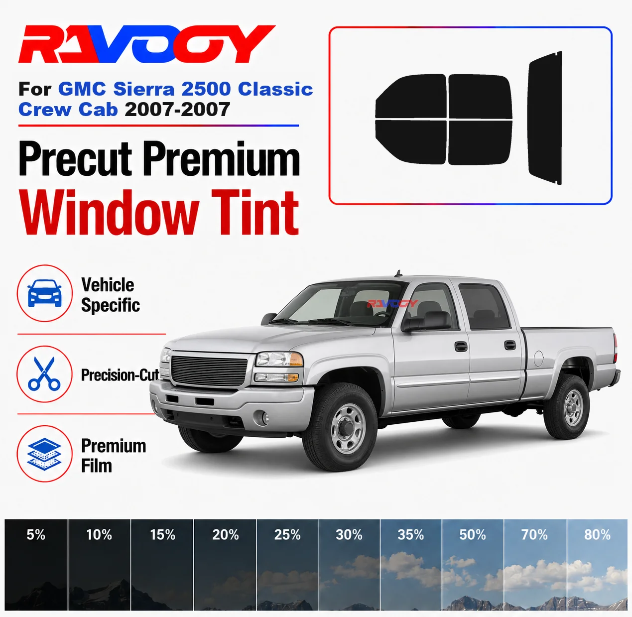Premium Precut Window Tint Kit Front Rear Windows For GMC Sierra 2500 Classic Crew Cab 2007-2007 Complete Set Nano Ceramic Film
Premium Precut Window Tint Kit Front Rear Windows For GMC Sierra 2500 Classic Crew Cab 2007-2007 Complete Set Nano Ceramic Film