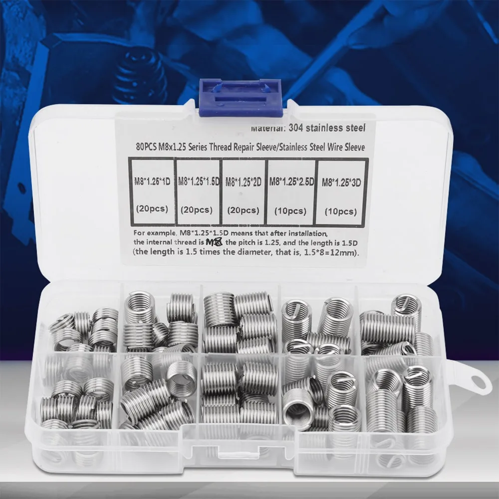 80PCS M8x1.25 Threaded Inserts Coiled Wire Helical Stainless Steel Inserts Set Stainless Steel
80PCS M8x1.25 Threaded Inserts Coiled Wire Helical Stainless Steel Inserts Set Stainless Steel