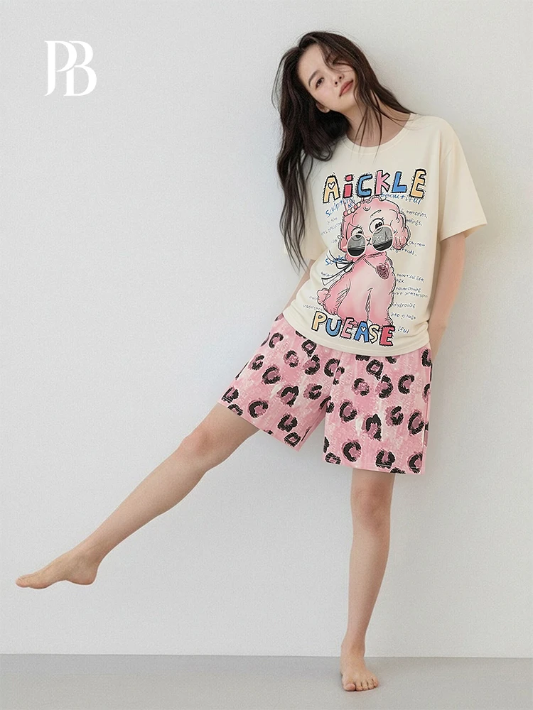 PinkBread Sweet Cool Little Dog Summer Thin round Neck Short Sleeve Pink Leopard Print Cool Feeling Home Clothes Sleepwear
PinkBread Sweet Cool Little Dog Summer Thin round Neck Short Sleeve Pink Leopard Print Cool Feeling Home Clothes Sleepwear